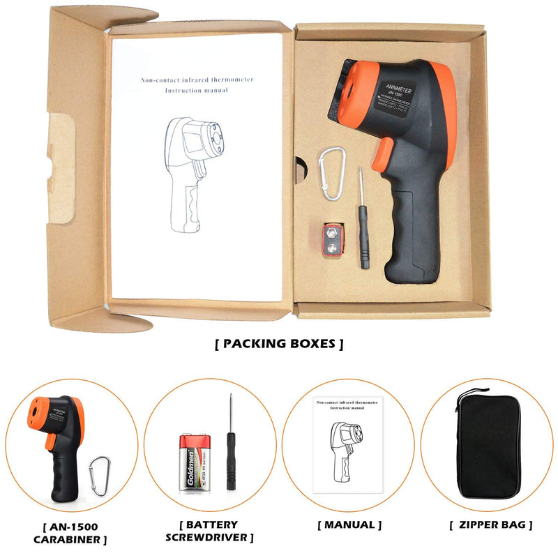 High Temperature Infrared Thermometer, AIOMEST Digital IR Pyrometer 30:1 Measure Temp -58~2732℉, Dual Laser Industrial Termómetro Handheld AI-1500 for HVAC Kilning Casting Pottery Forge Orange