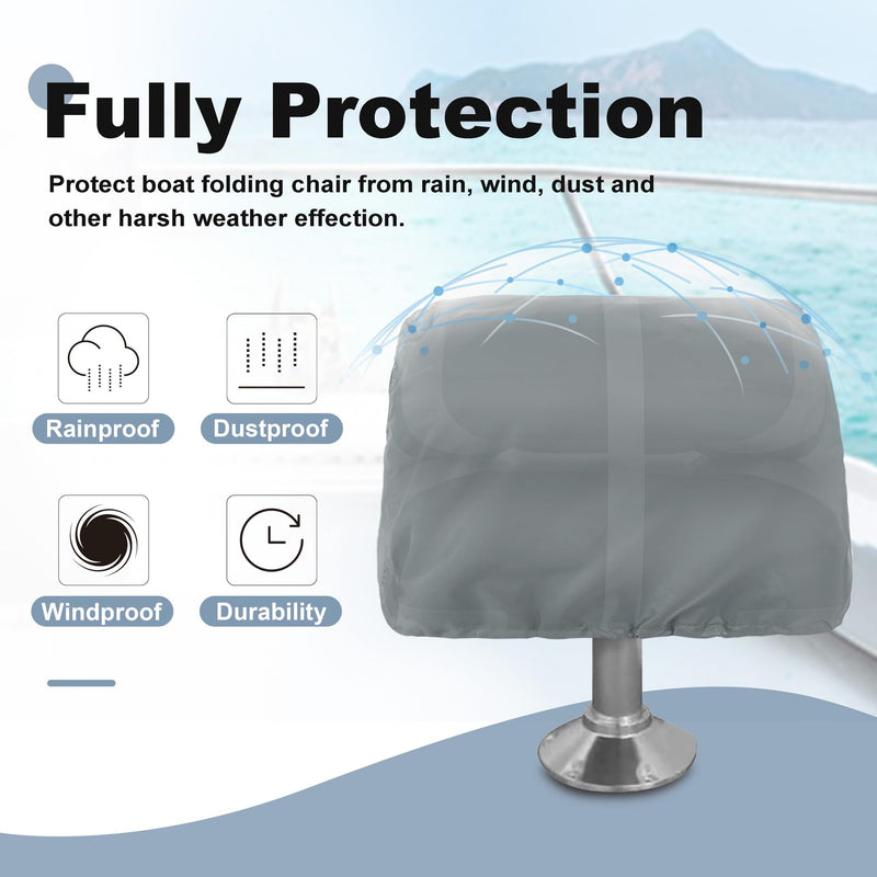 Explore Land Boat Folding Seat Cover - Waterproof 600D Heavy Duty Boat Folding Chair Cover 2 Pack - 18W x 20D x 14H inch, Grey 18"W x 20"D x 14"H Grey - Folding Chair (2 Pack) - BeesActive Australia