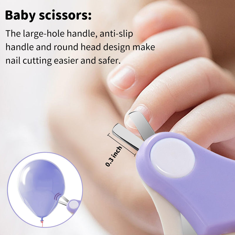 Baby Nail Clippers Kit ‚Äì 4-in-1 Grooming Set with Delicate Case, Scissors, File & Tweezers, Manicure Gift for Newborn, Infant, Toddler, Kids (Purple) Purple