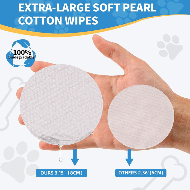 2 Pack Eye Wipes for Dogs & Cats,Extra Large 240 Count Natural Tear Stain Eyes Wash Pads,Gently Remove Discharge,Debris,3.15" Coconut Oil Cleans Eyes,Face,Wrinkles - BeesActive Australia