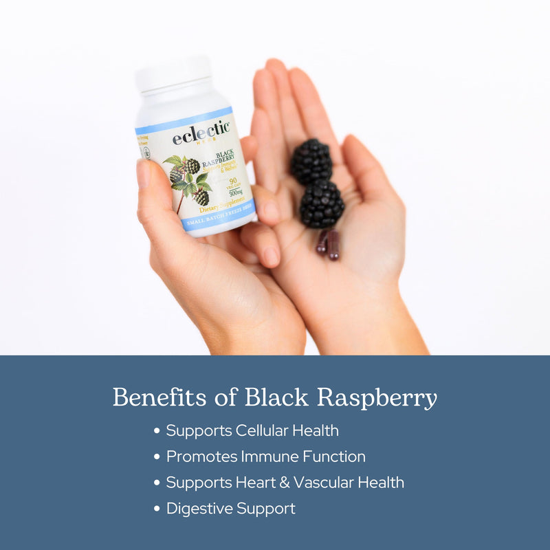 Eclectic Herb - Black Raspberry Capsules | Vegan Superfood Supplement | Nutrition, Vitamins + Minerals | Antioxidant + Immune Support | US-Grown, Natural, Non-GMO, Gluten Free (90 CT | 300 mg)