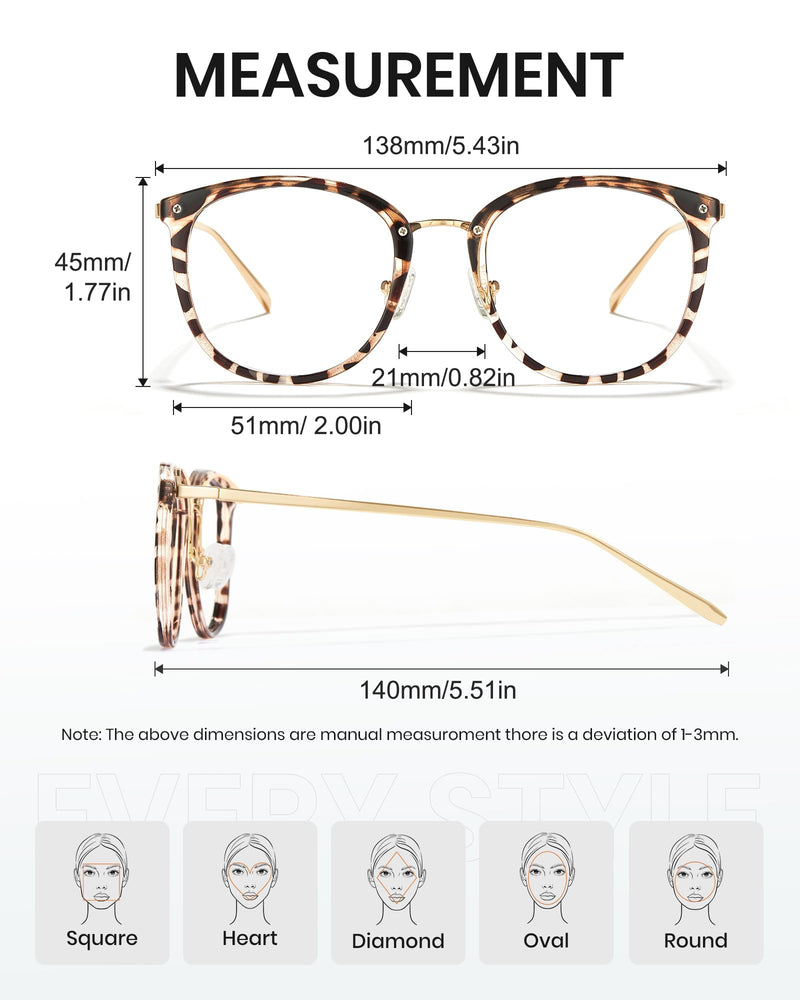 Cyxus Blue Light Glasses for Women, Blue Light Blocking Eyeglasses for Women, Round Computer Eyewear Anti Eye Strain Glasses 1-leopard 8169 clear - BeesActive Australia