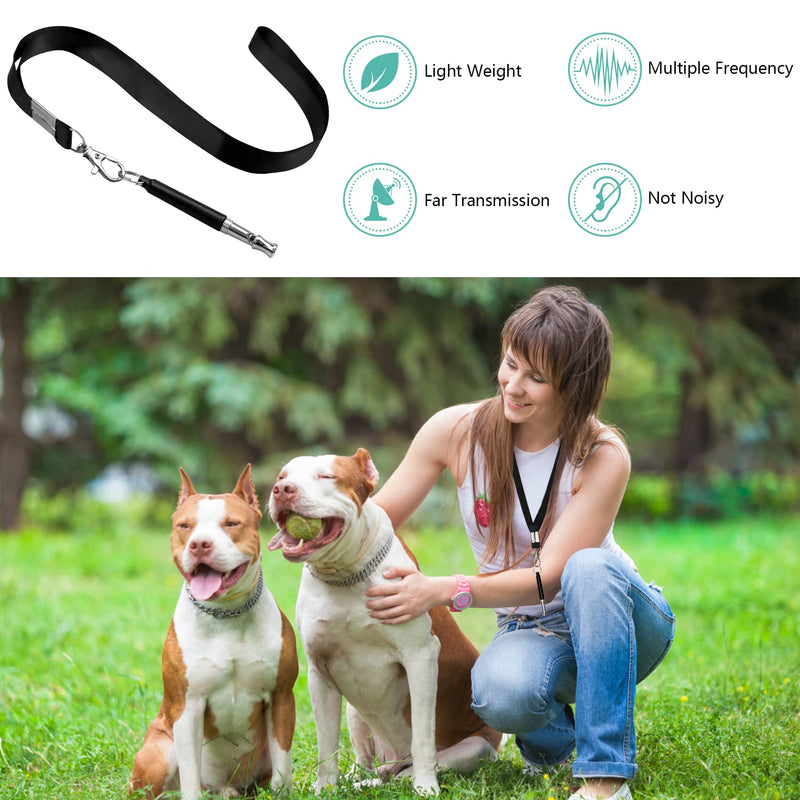 HRYYDS 2 Pack Dog Whistle, Dog Whistle to Stop Barking Neighbors Dog, Adjustable Ultrasonic Silent Dog Whistle, Professional Recall Dog Training Whistles, with Lanyard (Black and White) Black and White - BeesActive Australia