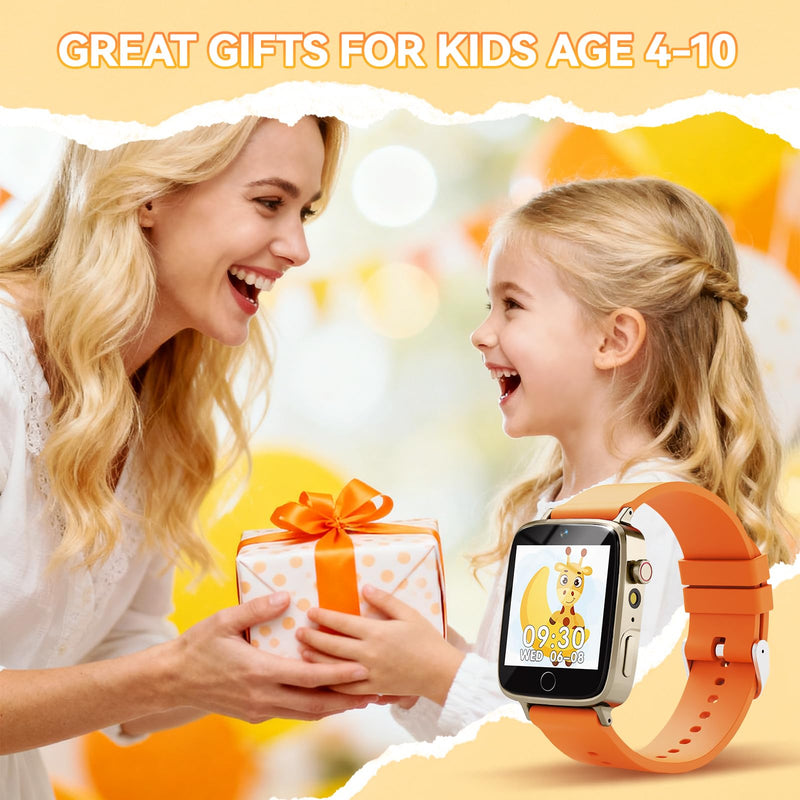 NBKLS Kids Smart Watches for Girls Boys, Kids Watch Toddler Toys for 4-12 Years Old, Watch for Kid with 26 Puzzle Games, Music Player, Camera & Video Recording Orange