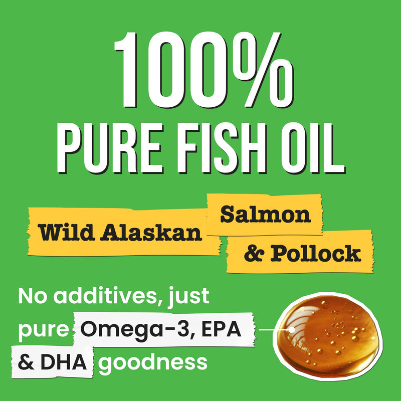 Omega 3 Fish Oil for Dogs - Made with Wild Alaskan Salmon Oil for Dogs; Liquid Fish Oil Supplement for Pets with Omega 3 EPA+DHA Fatty Acids; Real Ingredients, Real Taste — Trusted by Vets! 16 fl oz - BeesActive Australia