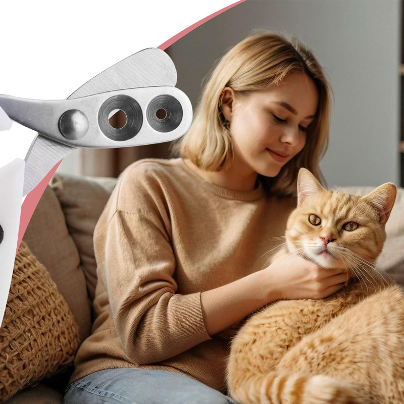 AOZUO Cat Claw Scissors with Protection, Cat Claw Cutter with 2 mm and 3 mm Hole, Professional Claw Scissors for Dogs Cats with Nail File Stainless Steel for Small Dogs Puppies Cats (Red) Red - BeesActive Australia