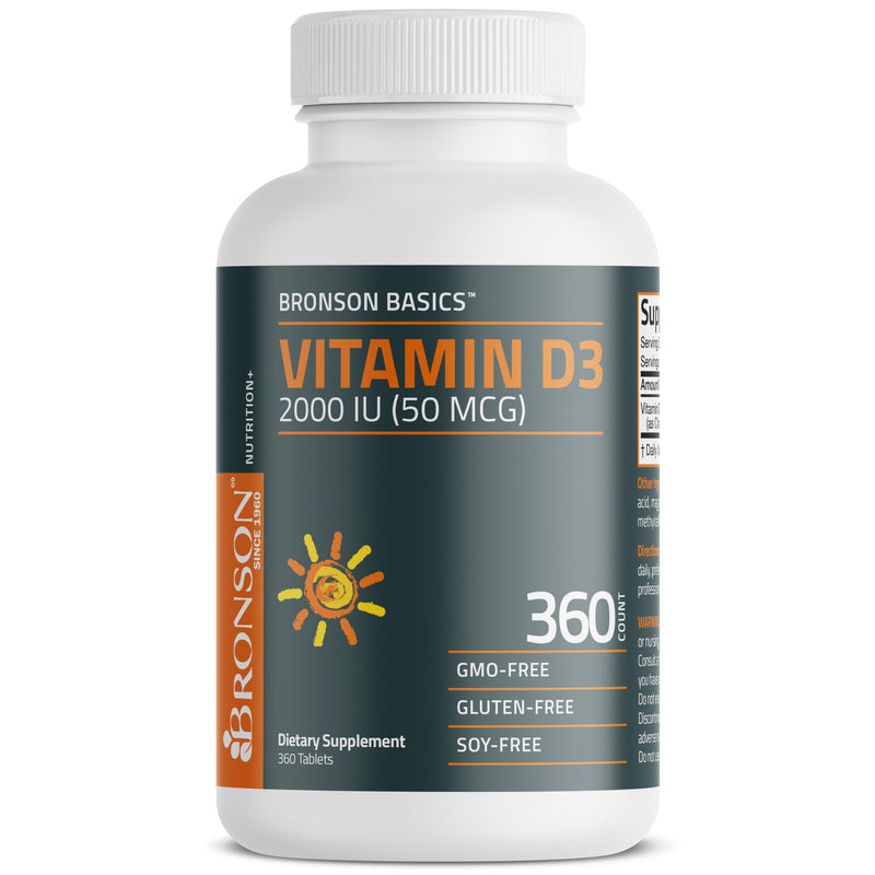 Bronson Vitamin D3 2000 IU (50mcg) Non-GMO, 360 Tablets