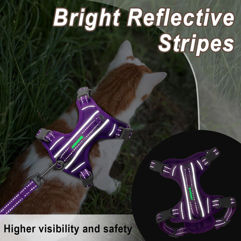 Cat Harness and Leash Set for Walking Escape Proof for Small Large cat Kitten Harness with ID tag Pocket (Purple,XXS) XX-Small Purple - BeesActive Australia