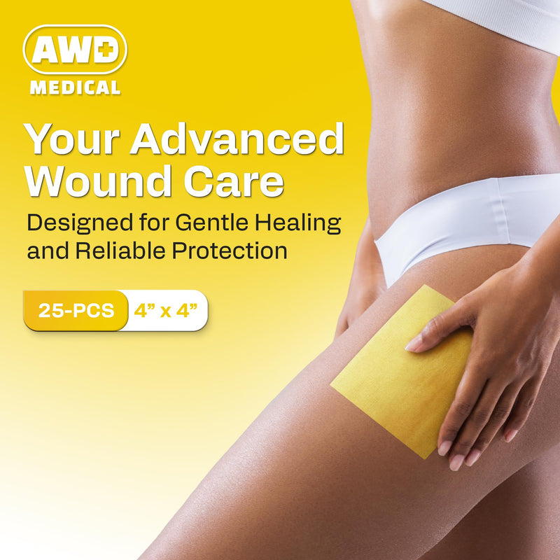 AWD Medical Xeroform Petrolatum Dressing - Non-Adhering Gauze Pad - Fine Mesh Gauze Patch Sterile - Healthcare Supplies for Wound Care, Burns, Lacerations, & Skin Grafts Aide (Box of 25) (4"x4") 4"x4" (25 Pack) - BeesActive Australia