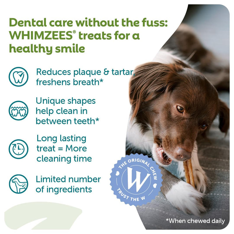 WHIMZEES Stix XS, 56 Pieces – Dog Dental Stix, Size XS, Dog Dental Sticks for Extra Small Breeds, Natural and Grain Free, Rawhide-Free, Vegetarian, No Added Sugar Extra Small Breed (2-7kg) Value Bag - 56 pieces