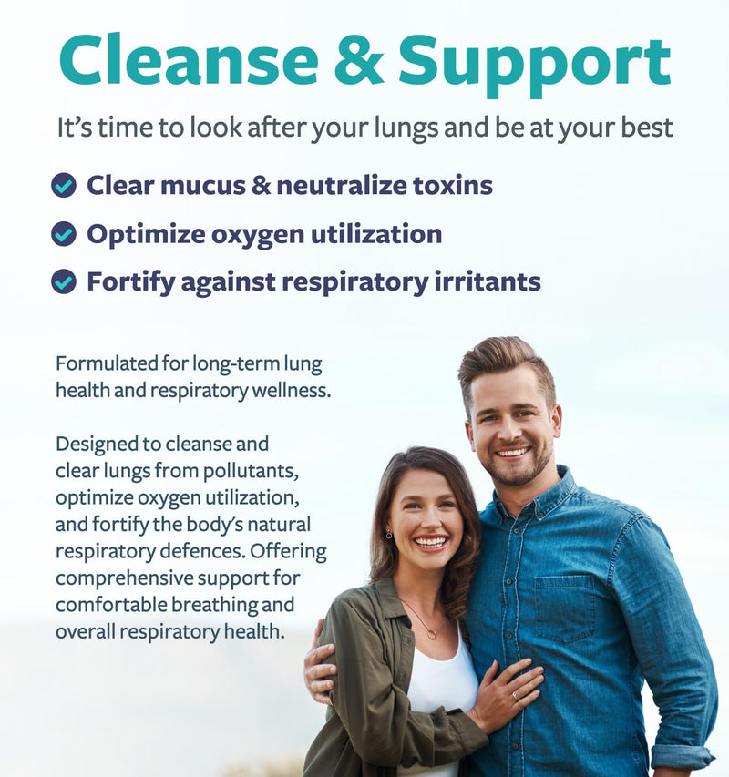 Respiratory Lung Health Supplement Vegan Non-GMO Formula (2 Month Supply) | Invigorating Herbal Lung Support Supplement Helps Support Clear Airways Mucus Removal and Seasonal or Year Round Detox 60 Count (Pack of 1)