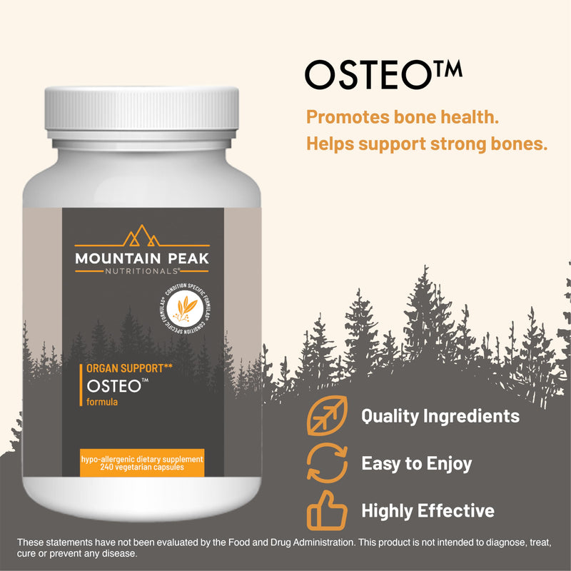 Mountain Peak Nutritionals Osteo Supplement - Organ & Strong Bone Support, Promotes Bone Health - With Vitamins D3, K2, Calcium, and Magnesium - Bone Building & Strengthening (240 Vegetarian Capsules) 240 Count (Pack of 1)