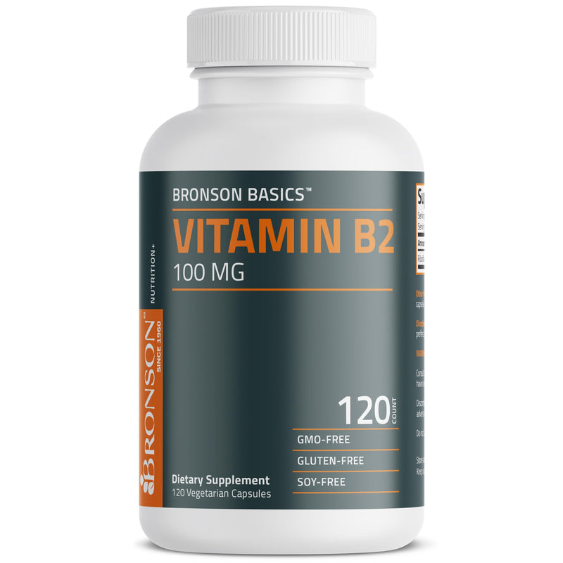 Bronson Vitamin B2 100mg Non-GMO, 120 Vegetarian Capsules 120 Count (Pack of 1)