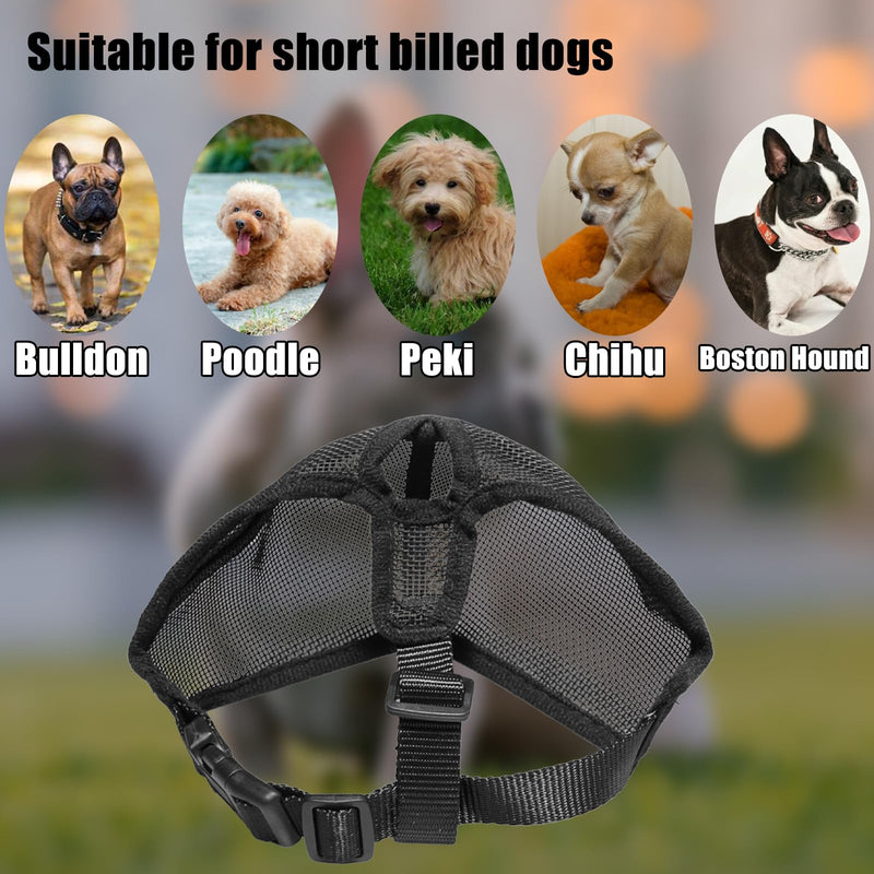 French Bulldog Muzzle Flattened Dog Muzzle with Short Snout Mask for Dogs with Short Snout Anti Biting Chewing Barking with Adjustable Mesh Head Strap - BeesActive Australia