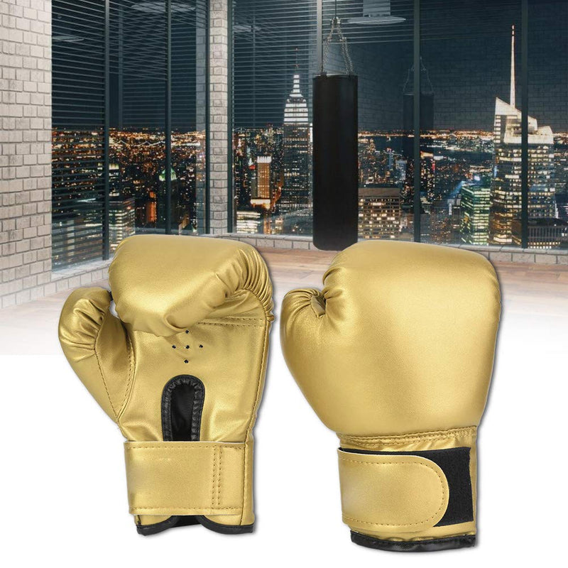 Dilwe 1 Pair Kids Boxing Gloves,PU Leather Training Boxing Gloves,Sandbag Punching Sparring Training Mitts Gold