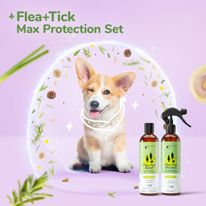 Flea & Tick Spray and Shampoo Kit for Dogs & Cats Lemongrass Shampoo - Lemongrass Spray - PawsPlanet Australia