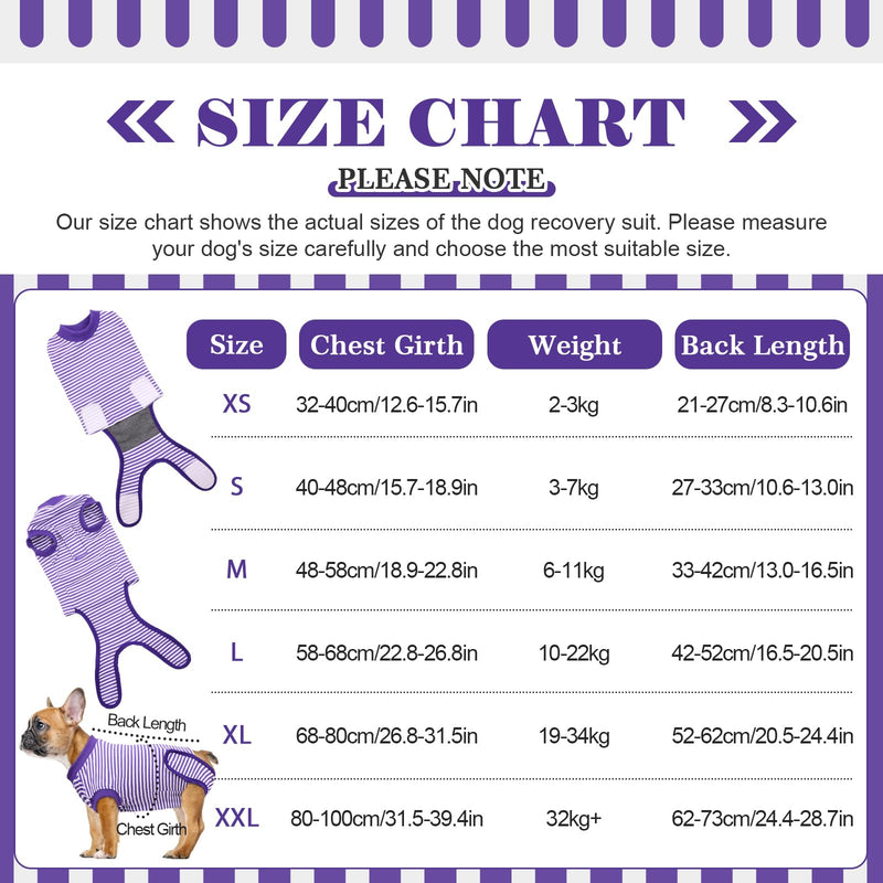Hjumarayan Dog Bodysuit after Surgery - Dog Bodysuit after Castration Male Breathable Surgery Body Dog Castration Female Dog with Velcro Dog Body Surgery Female Alternative to the Annoying Neck Brace, Purple Striped M - BeesActive Australia