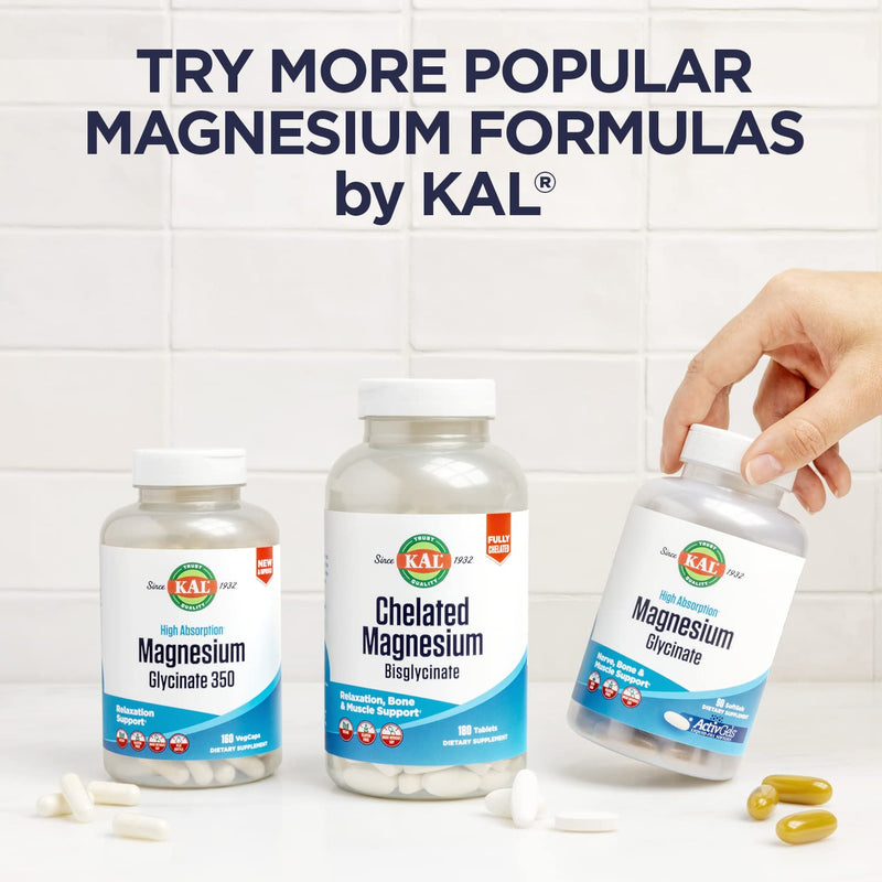 KAL Vitamin D3 & Magnesium Glycinate, Enhanced Absorption Formula with BioPerine, Muscle & Bone Health Support, Immune Support & More, Non-GMO, Gluten Free, 45 Servings, 90 VegCaps Unflavored 90 Count (Pack of 1)