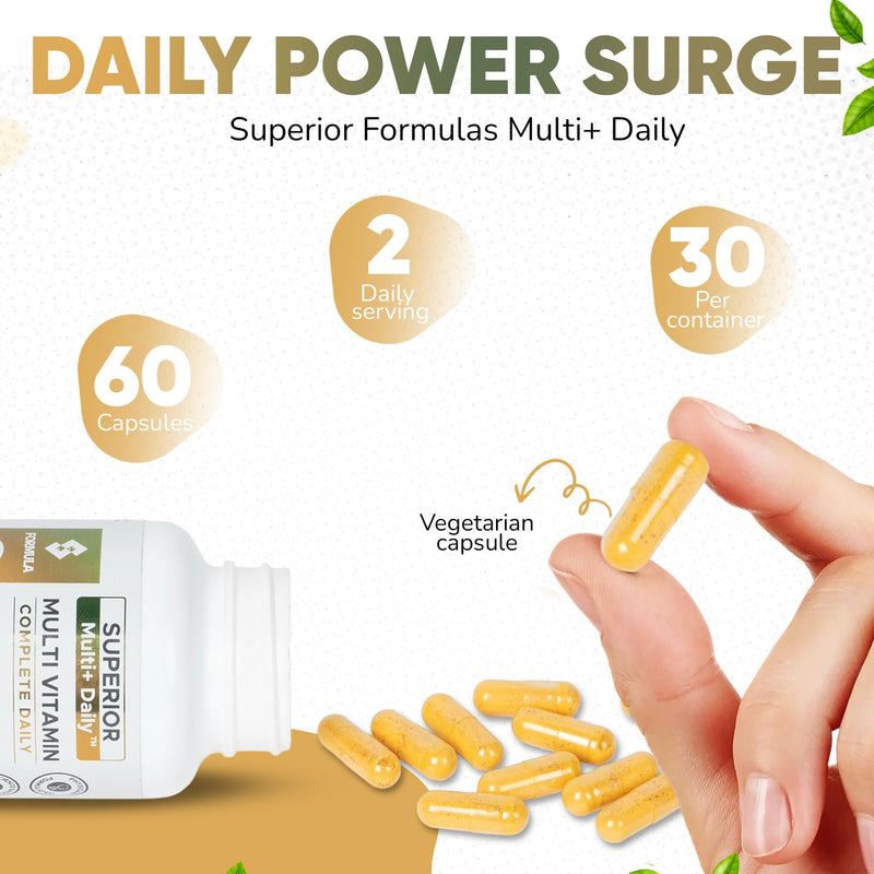 Superior Formulas Multi+ Daily by Dr. Geiler MD | Physician-Formulated Multivitamin with AREDS2 Nutrients (Lutein, Zeaxanthin, Zinc) | Methylated B Vitamins | Third-Party Tested, USA | 60 Capsules