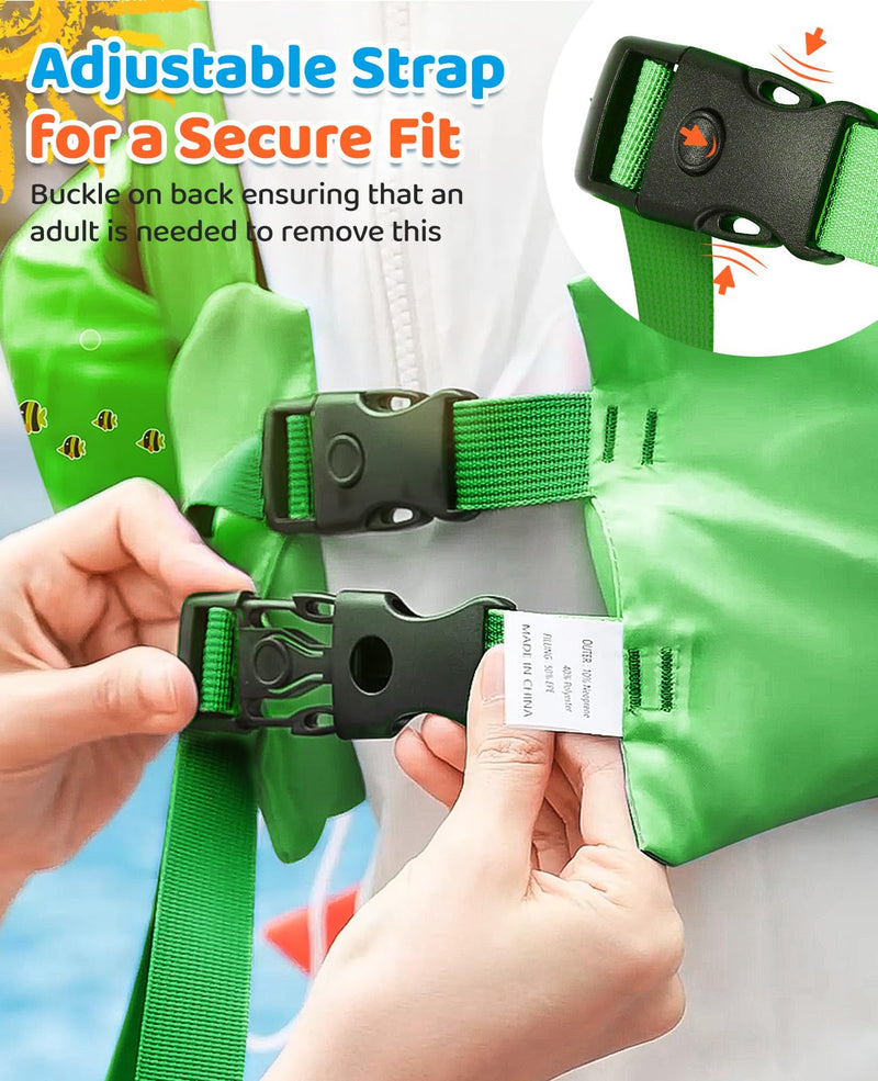 HeySplash Swim Vest for Kids, Toddler Pool Floaties Fit 33-66 Lbs, Children Swimming Vest with Adjustable Strap, Swim Jacket Water Wing Arm Float, Puddle Beach Boat Jumper Boy Girl, Green Crab Y-33-66lbs Green - BeesActive Australia