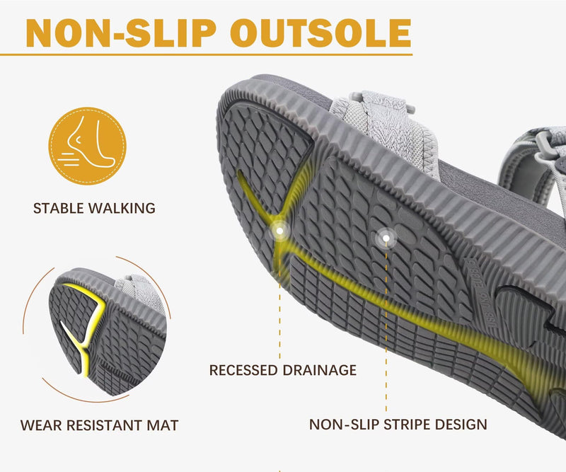 KuaiLu Womens Orthopedic Walking Sandals with Comfortable Arch Support 9 Grey