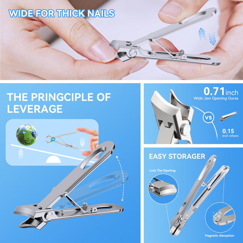 Toenail Clippers for Seniors Thick Ingrown Toenails, Toe Nail Clippers Set for Men Women, Heavy Duty Fingernail Clippers-Professional Pedicure Tools for Feet,Stainless Steel Manicure and Pedicure Kit Red 7PCS Nail Clippers Set
