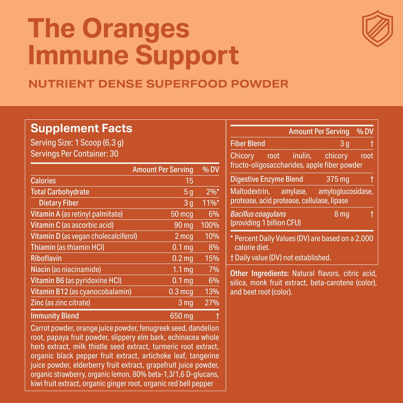 Proper, The Oranges Immune Support Supplement. Orange Tangerine Drink Mix. Elderberry Vitamin C and Zinc Complex with Echinacea, Immunity Vitamins, Phytonutrients and Gut Health Probiotic 15 Servings