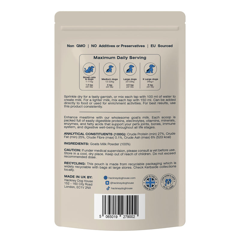 Hackney Dog House Goats Milk Powder for Dogs & Cats | Create Delicious Goats Milk-Drink | For Adult & Puppy | Each Pack Makes 12 Pints