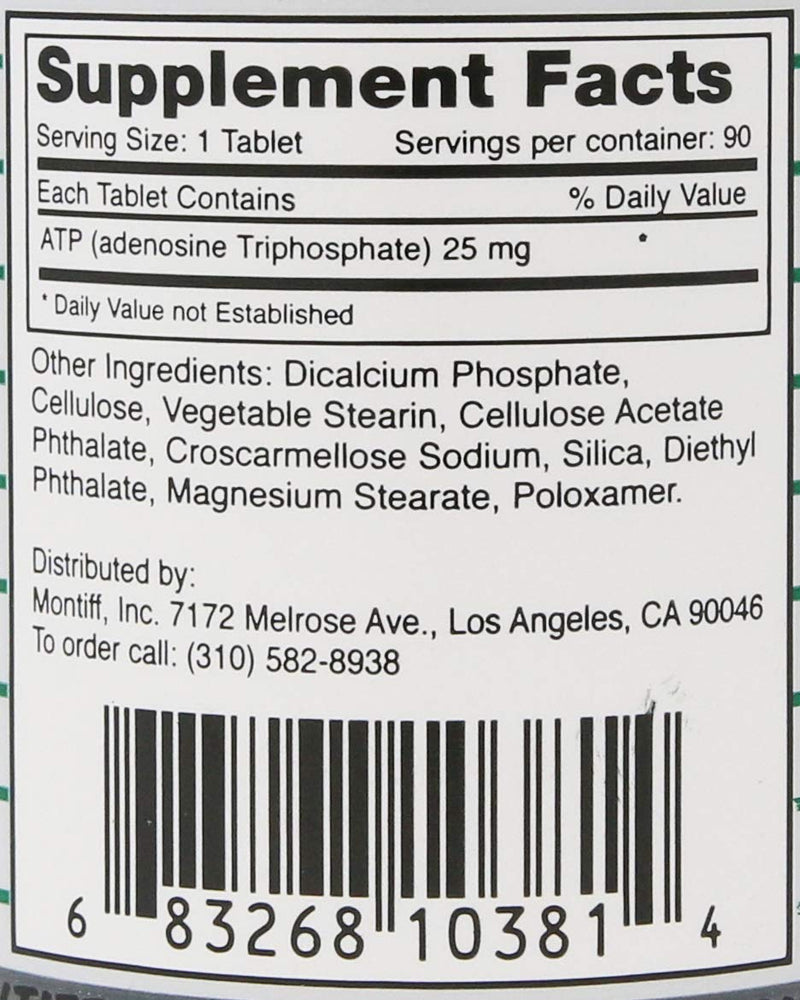 Montiff- ATP 25 mg 90 tabs | Pure ATP, 1-3 Tablets Up to Three Times Daily