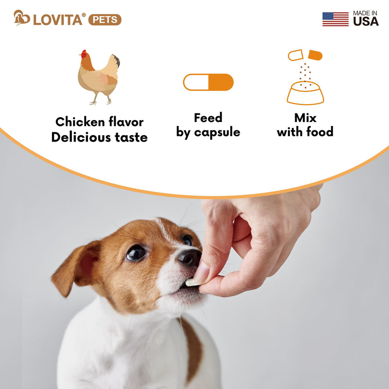 LOVITA Eyes Care for Pets - Supports Vision Clarity and Eye Health for Dogs & Cats - 60 Chicken-Flavored Capsules