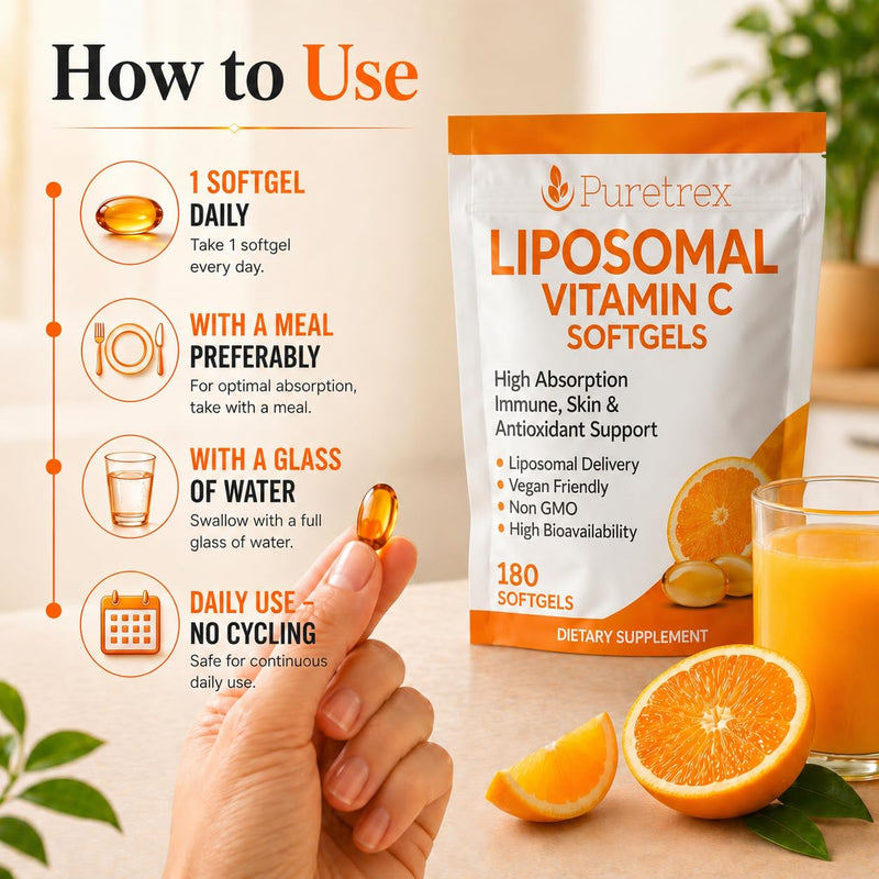 Liposomal Vitamin C 1000mg Softgels, 180 Vegan Softgels, Immune