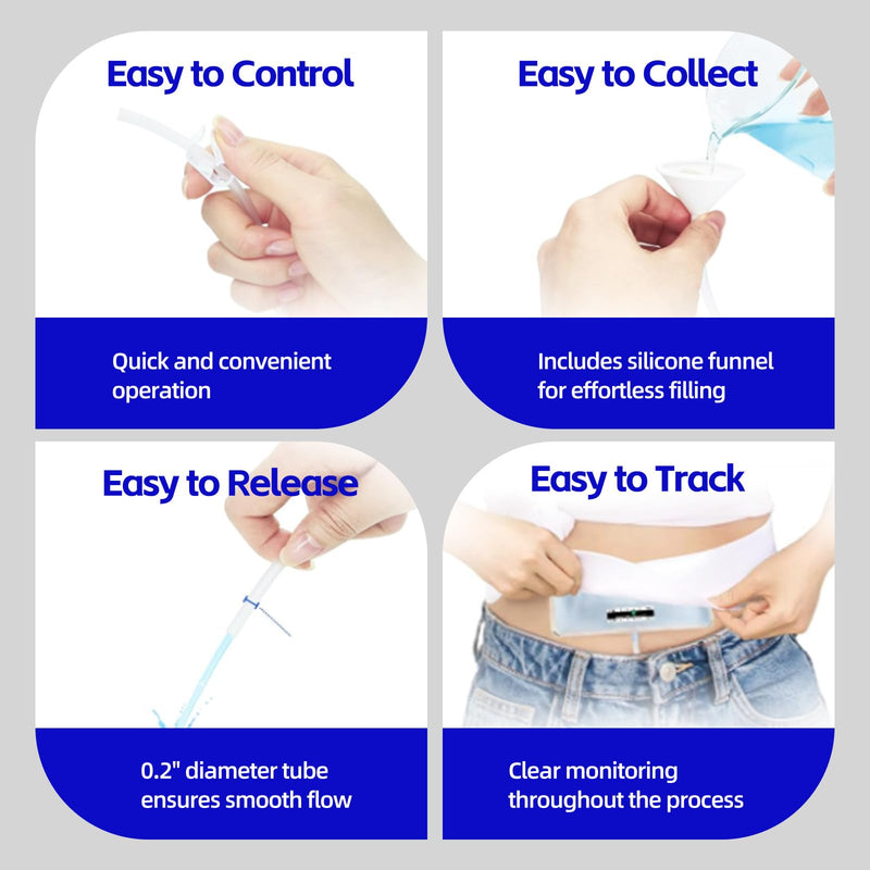 Urine Test Complete Kit with 2 to 4 oz Flexible Pouch, 43.3 Inch Concealed Stretch Belt with 5 Release Outlets, Temperature Strips, Silicone Funnel, Clamps and Plug, Reusable Storage System White Kit-1 - BeesActive Australia