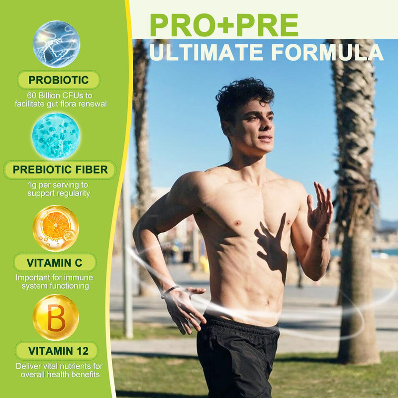NATURE TARGET Prebiotic Fiber Supplement with Probiotic, 120 Vegan Capsules | Fiber Pills with 60 Billion Probiotics for Women & Men Digestive Health, Regularity, Supports Occasional Constipation 120 Count (Pack of 1)