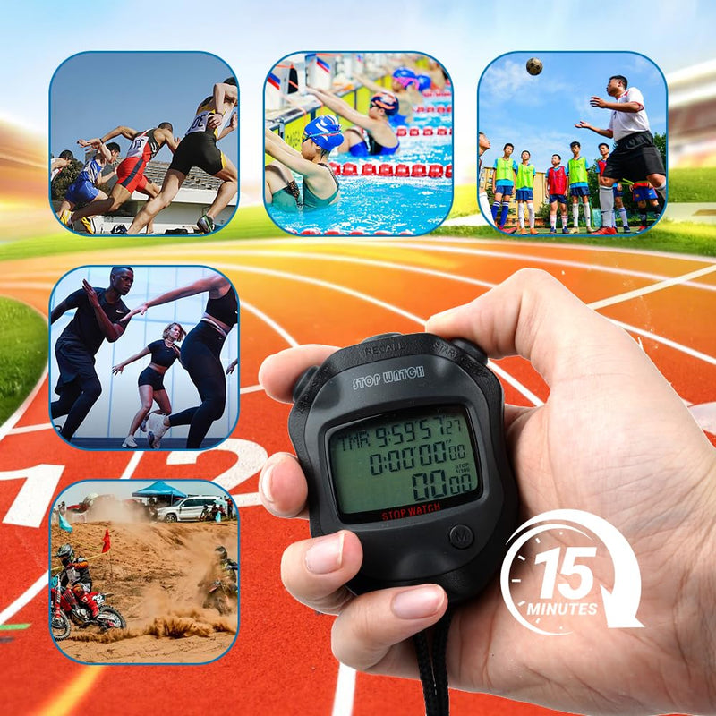 Professional Timer Stopwatch, Digital Sports Stopwatch with Countdown Timer, 100 Lap Memory, 0.01 Second Timing,Multi Functional Stopwatch for Swimming Running Rowing