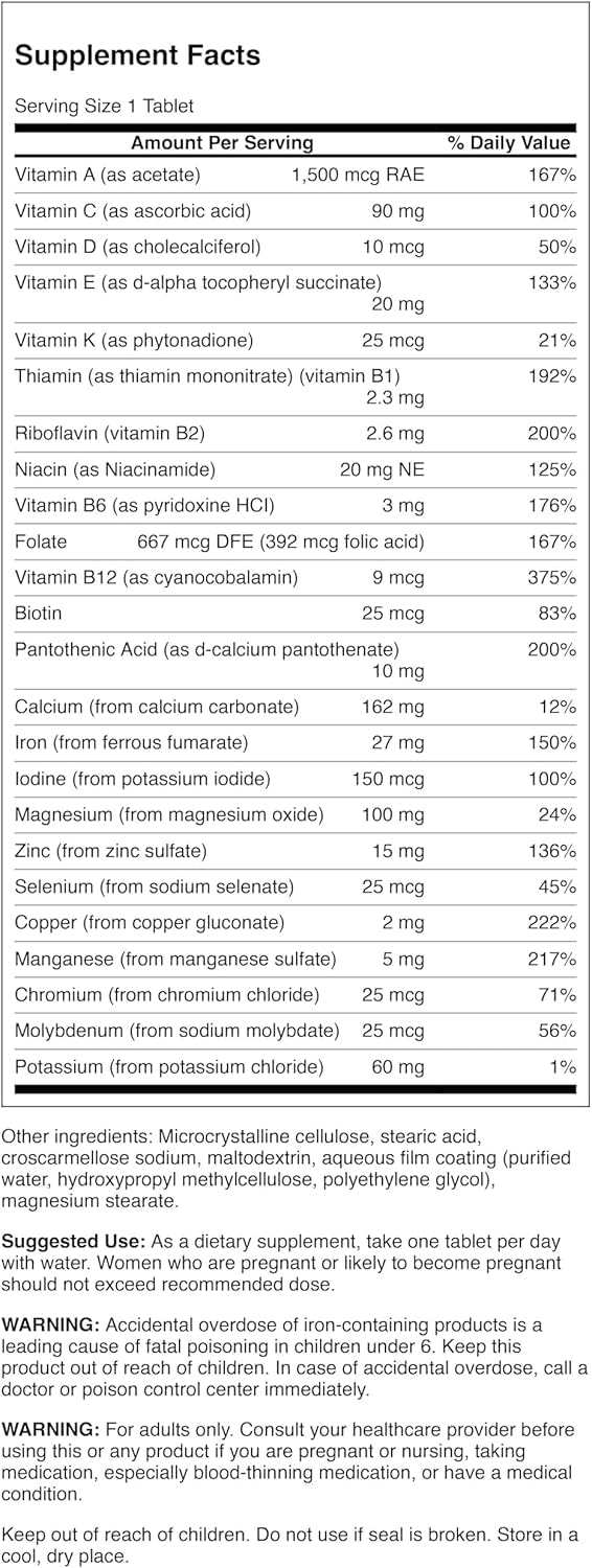 Swanson Century Formula Multivitamin with Iron, 130 Tablets | Delivers a Full-Day's Supply of 16 Essential Vitamins and Minerals in One Tablet; Protects Against Nutrient Depletion 130 Count (Pack of 1)