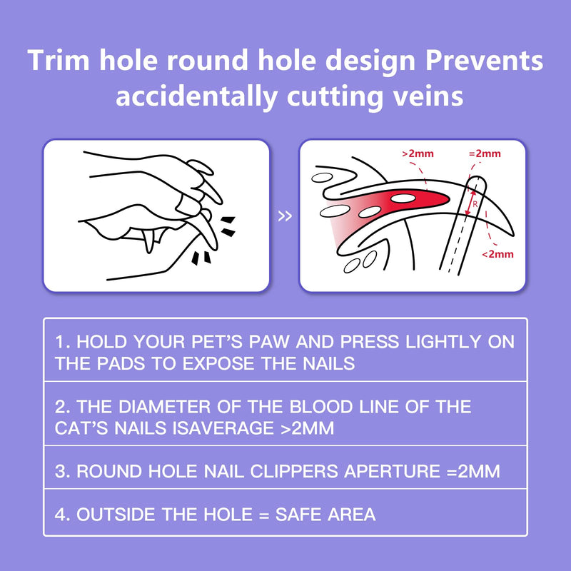 cat brush with release button - cat brush for indoor cat hair removal cat hair brush for long or short hair cats Cat nail clipper with round cutting holes(PURPLE) Purple - BeesActive Australia