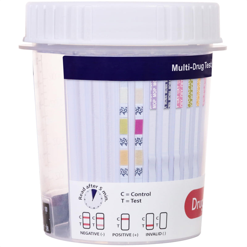DrugTect Multi-Drug Rapid Urine Test Cup | 1 Pack | 14 Panel CLIA Waived Marijuana Fentanyl Drug Test Cup with 6 Adults for AMP,BAR,BUP,BZO,COC,FYL,MDMA,MET,MOP|OPI,MTD,OXY,PCP,TCA,THC (1) - BeesActive Australia