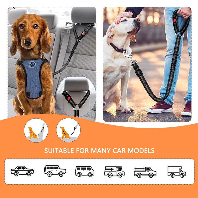 Adjustable Pet Safety Seat Belt for Dogs & Cats - Car Headrest Restraint with Nylon Fabric - Comfortable & Durable Dog & Cat Vehicle Seatbelts & Harness(1 Pack) black - BeesActive Australia