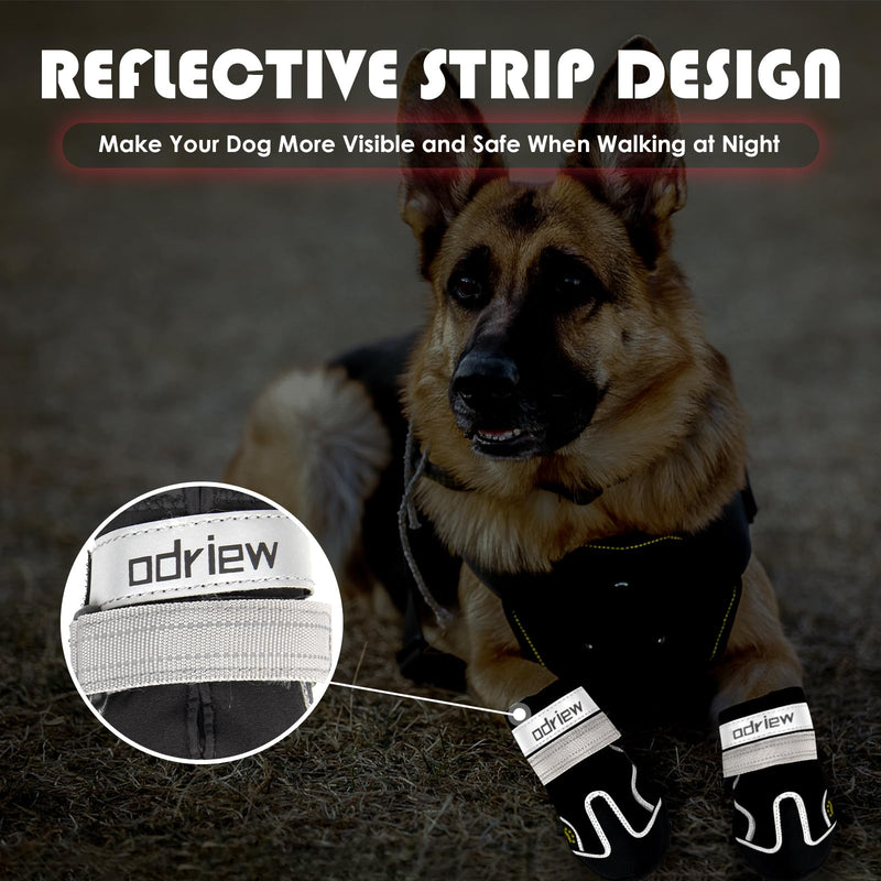 Dog Shoes Large Size Dogs, Dog Booties and Paw Protectors, 4PCS Shoes for Dogs, Rugged Anti-Slip Sole, with Night Reflective Strip for Hot Pavement and Rain or Snow Walking Hiking. (Black, 8) Black - BeesActive Australia