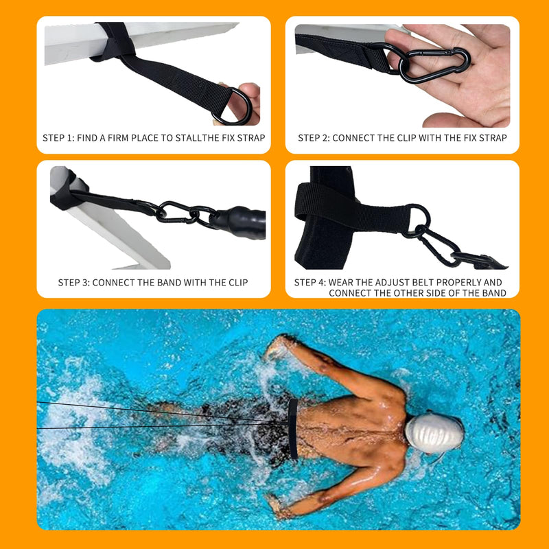 Swim Training Equipment, Pool Tether Aquatic Belt Exercise Resistance Band for Men and Women Improve Strength Power Agility