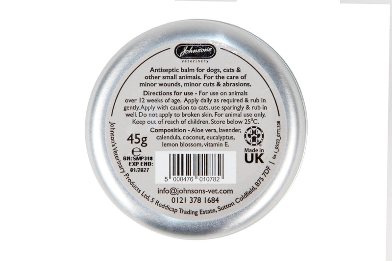 Johnson's Antiseptic Balm for Cats, Dogs and Small Animals Pet First Aid Kit, 45g - Antiseptic for Cats, Wound Care for Dogs and Dog Skin Irritation Treatment