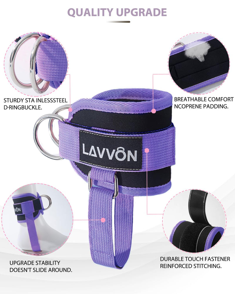 7Pcs-Barbell Pad Set for Hip Thrust - Squat Pad, Bench Press Workout Foam Weight Lifting Bar Cushion,Gym Accessories for Women with Bar Bad,with Gym Ankle Straps,Hip Resistance Bands,Lifting Strap Purple - BeesActive Australia