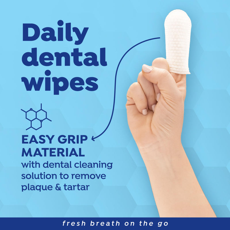 Naturel Promise Fresh Dental Disposable Dog Teeth Cleaning Finger Wipes, Easy to Use, for Cats & Dogs, 50ct