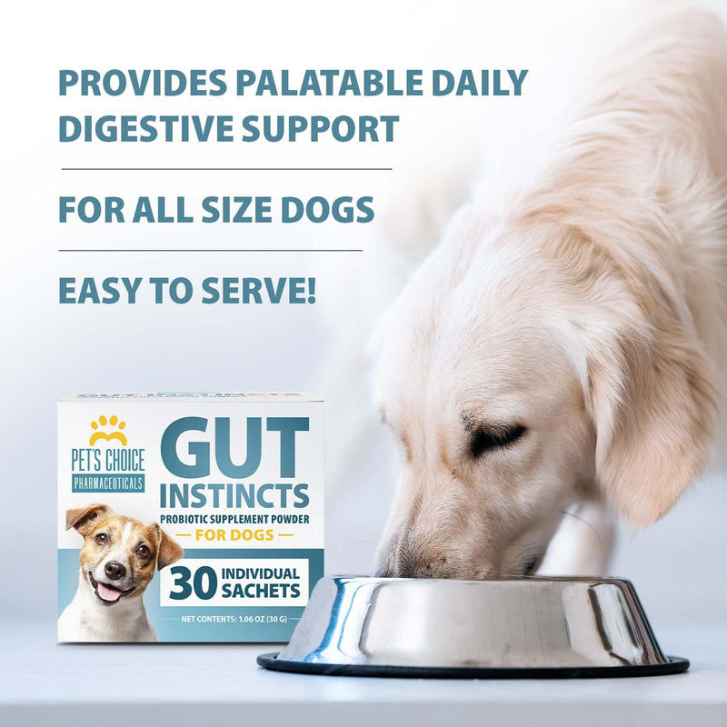 Pet's Choice Gut Instincts Probiotic Supplement Powder Packets for Dogs, 30 ct, Veterinary Formulated Dog Probiotics with Vitamins for Gut Health, Digestive Balance, Diarrhea Support, Chicken Flavor 30 count