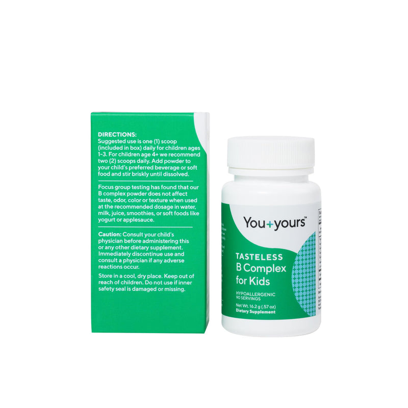 Tasteless B Complex for Kids + Toddlers- with Methylfolate and Methyl B12 | Unflavored Kids + Toddler B Complex Powder Supplement. Add to Beverages or Food. No Sweeteners, Flavors, or Preservatives.