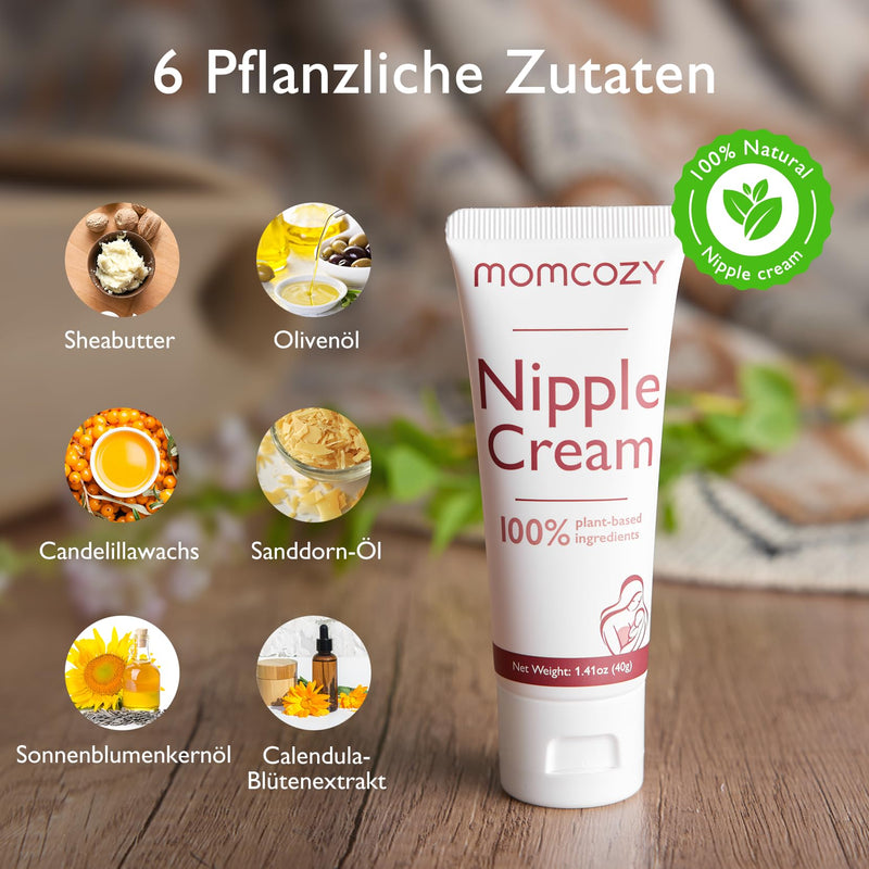 Momcozy 100% Natural Nipple Cream, Vegan Lanolin-free Nipple Balm, Soothing Cream for Sore, Cracked Nipples, Breastfeeding Essentials for Nursing & Pumping Moms, 1.41 oz - BeesActive Australia