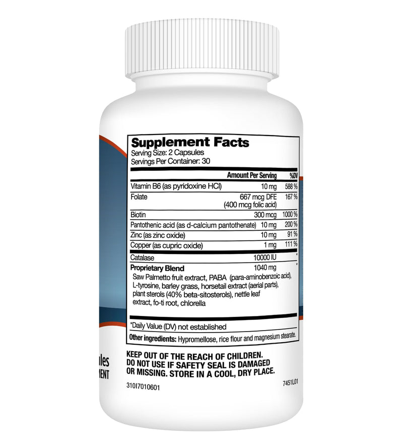 Best Earth Naturals Catalase Extreme Supplement 10,000 with Saw Palmetto, Biotin, Fo-Ti, PABA - Hair Supplements for Strong Hair - 180 Capsules - Pack of 3 (90-Day Supply)