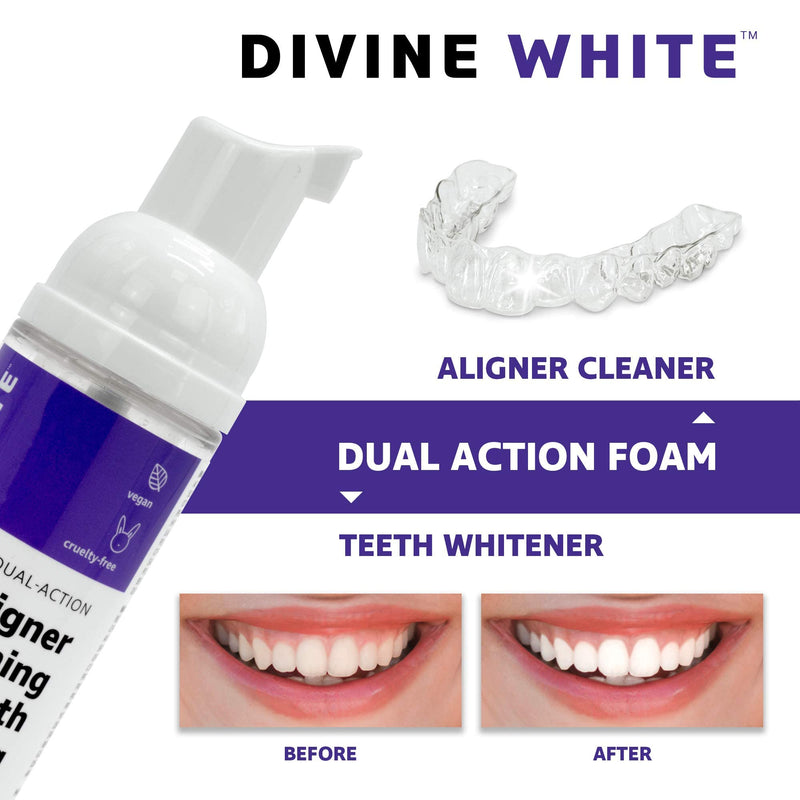 Dual-Action Stain Removal Aligner/retainer Cleaner and Teeth Whitening Foam- Hydrogen Peroxide-Good for Invisalign, ClearCorrect, SmileDirectClub, Candid -Oral Care-Toothpaste Replacement 1.69 Fl Oz (Pack of 1) - BeesActive Australia