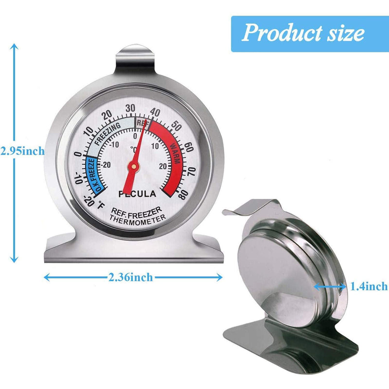 4PACK Refrigerator Thermometer -30-30 deg C/-20-80 deg F, Classic Fridge Thermometer Large Dial with Red Indicator Thermometer for Freezer Refrigerator Cooler 4 pack