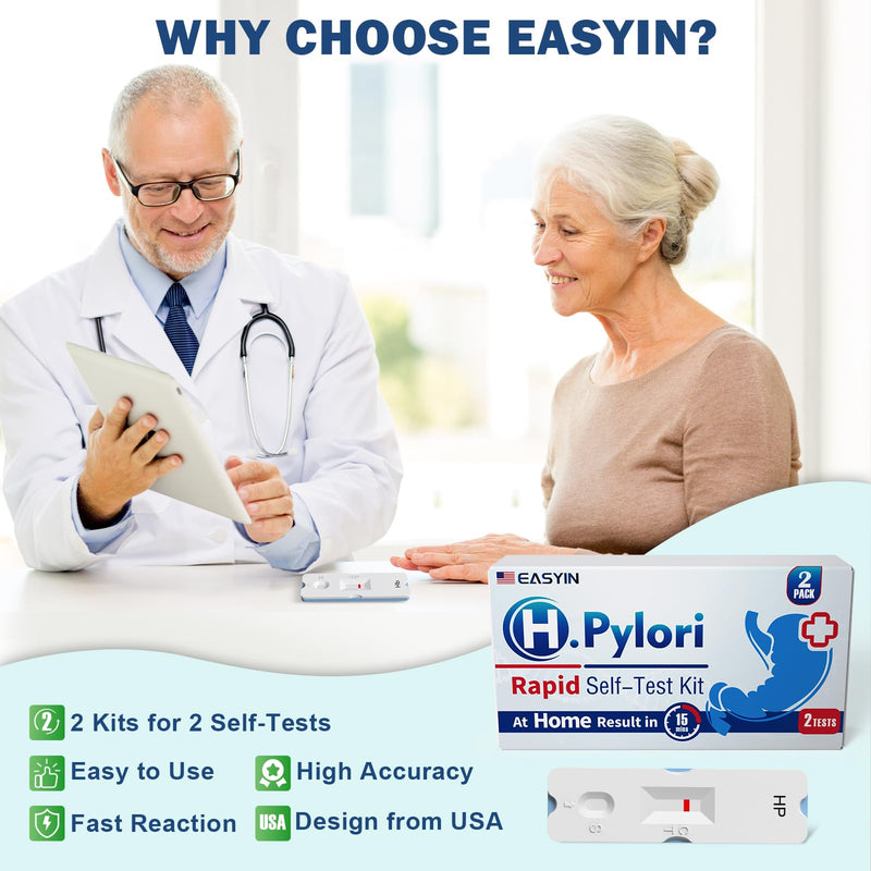 H Pylori Test Kit: 2 PCS Fast & Highly Accurate & Easy to Use & Read Helicobacter Pylori Test at Home Results in 10-15 Minutes - H-Pylori Test Kit 2 Test (2)